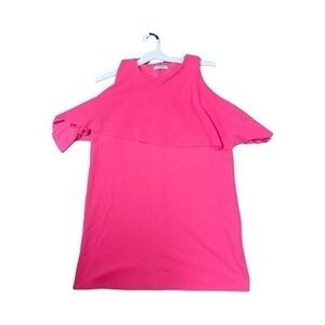 Zara Layered Off The Shoulder Barbie Pink Cold Shoulder Dress Size Large